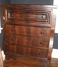 Antique American Empire Flame Mahogany Butler's Desk Secretary Cabinet — listing 5