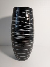 Jarrón de vidrio artístico estilo espiral blanco de Murano Lg Nason negro blanco