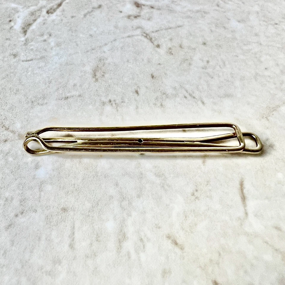 Clip de corbata antiguo 14K - Barra de corbata de diamante - Clip de corbata de oro amarillo - Barra de corbata de oro Foto 4 de 4