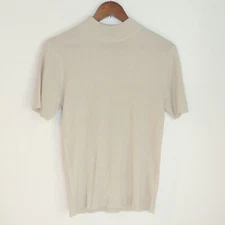 Kim Rogers Ribbed Knit Mock Neck Short Sleeve Top Size M / #6168