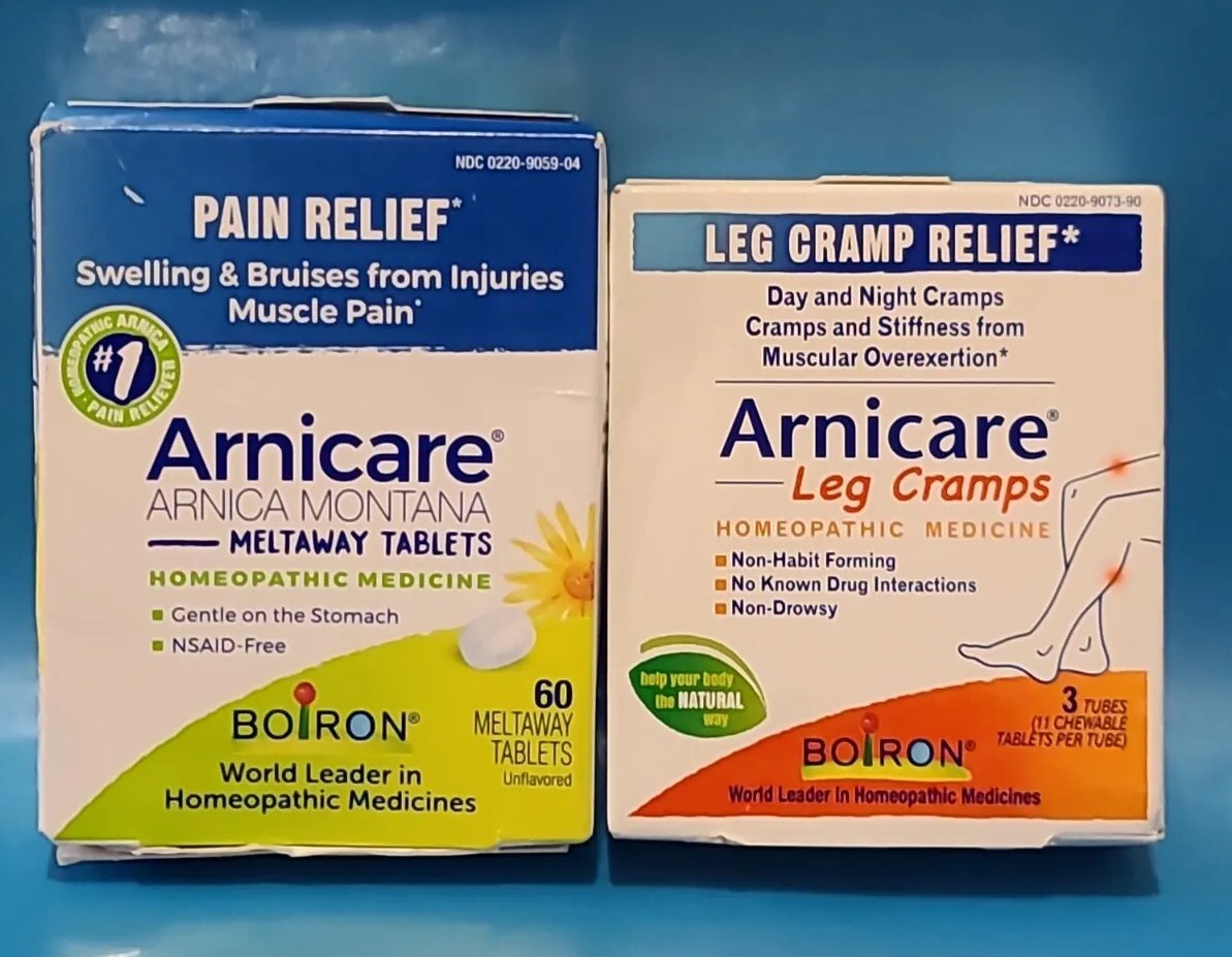 Boiron • Arnicare • LEG CRAMP RELIEF 3 Tubes & PAIN RELIEF 60 Tablets