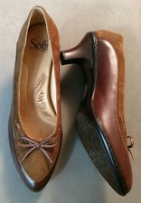 Sofft - ladies brown leather pumps with tie 2.25 in cone heel - 1011920 - 8.5M