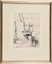 François SALVAT 1892 - 1974 : '' Autoportrait au chevalet ''.