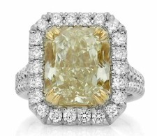 GIA CERTIFIED 9.18CT WHITE & FANCY CANARY DIAMOND 18KT YELLOW GOLD PLATINUM RING