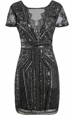 VIJIV 1920s Short Prom Dresses V Neck Inspired Sequins Cocktail Flapper Dress