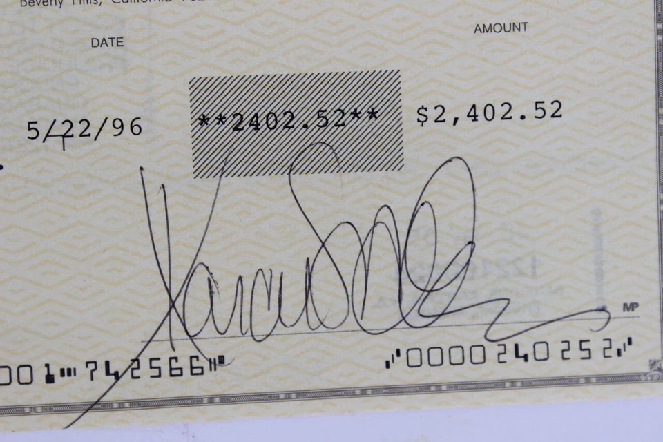 Marcus Allen Signed Check w/David Dalby Signed Check Raiders – COA JSA - Image 2 of 4