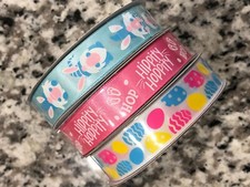 DECORATIVE RIBBON EASTER 3 spools GNOMES EGGS HIPPITY HOP 3 yards each NEW