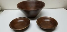 OZARK WALNUT WARE SALAD/CHIP SERVING BOWL 2 INDIVIDUAL BOWLS