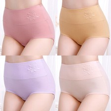 Women Cotton Underwear High Waist Control Top Package Of Comfortable 4 Panties