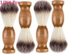 1/2/4Pcs Men Soft Brush Beard Tool Pure Badger Hair Shaving Barber Wood Handle