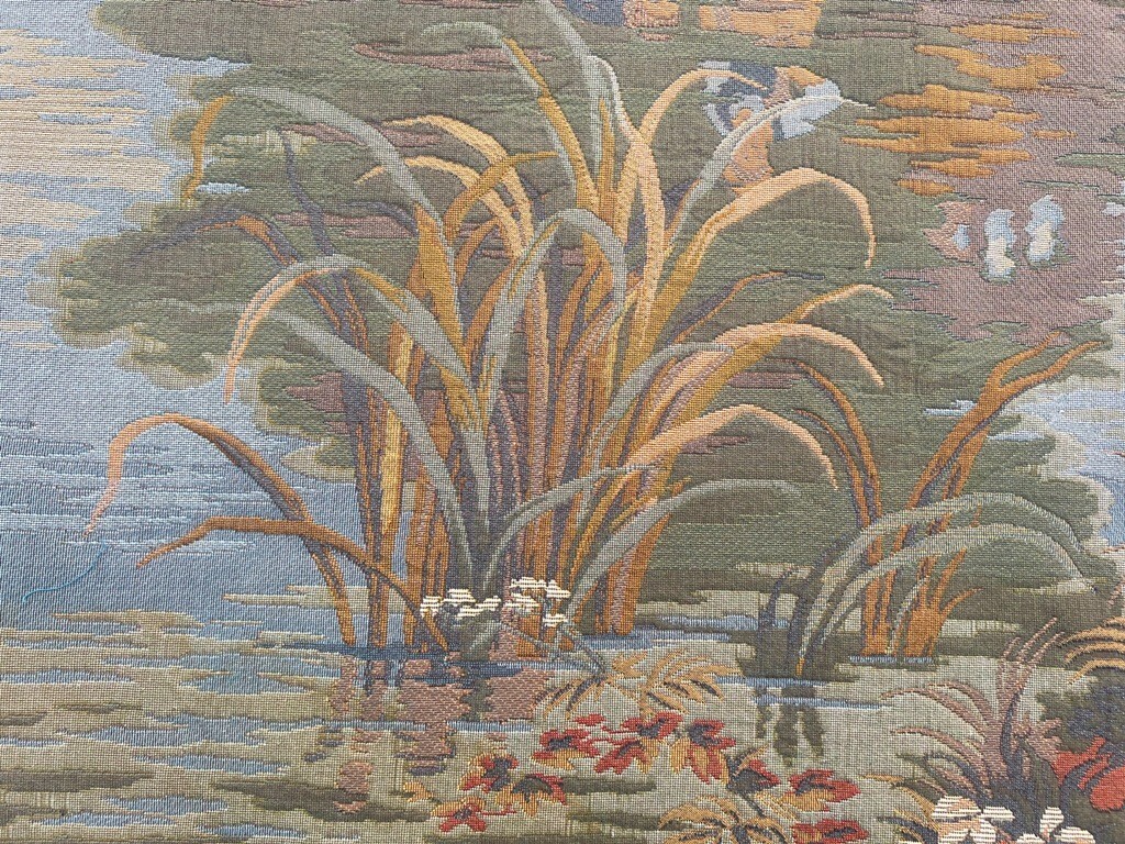Tenture Murale Vintage Française Médiévale - Coton 100% - 132x89 Cm - Occasion Très Bon état
