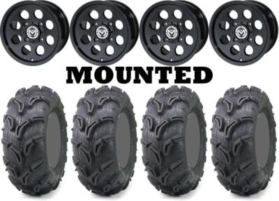 Kit 4 Maxxis Zilla Tires 28x10-12 on Moose 26X Black Wheels TER