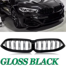 Dual Slats Front Bumper Grille For 2023-24 BMW 8 Series G14 G15 G16 Glossy Black