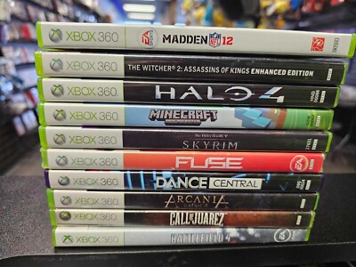 Xbox 360 Game Lot x10 Minecraft Halo 4 Witcher 2 Skyrim Fuse Battlefield 4
