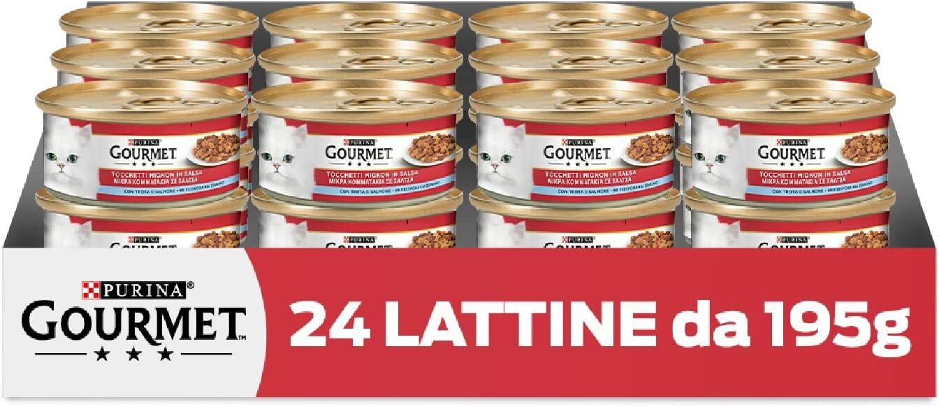 Purina Gourmet Rosso Tocchetti 1 unità (Confezione da 24), Salmone e Trota
