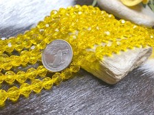 Crystal Beads 8mm Beads for Jewelry Making Round Faceted YELLOW 60 pcs