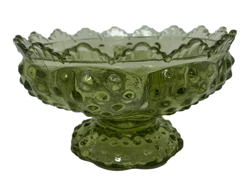 Vintage Green Hobnail Fenton Glass Flower Frog 5 Taper Candle Holder Centerpiece
