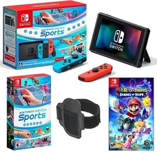 Nintendo Switch 32GB Console + Mario Sparks of Hope + Sports Game Bundle + Warty