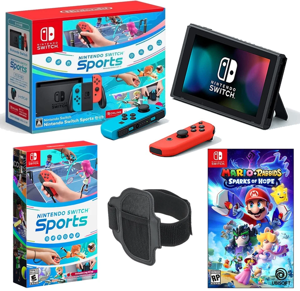 Consola Nintendo Switch 32GB + Mario Sparks of Hope + Paquete de juegos deportivos + Warty