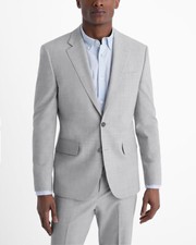 NEW EXPRESS 288 LIGHT GRAY SLIM MODERN TECH SUIT JACKET SZ 36S