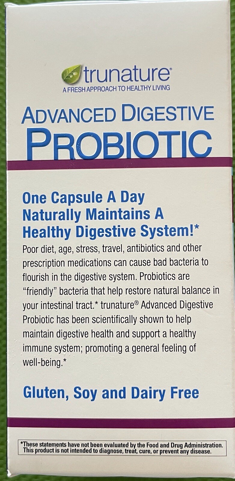 Trunature ADVANCED DIGESTIVE PROBIOTIC 100 Capsules eBay