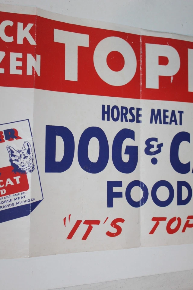 VTG 1950s-1960s 25x12" Topper Horse Meat Dog & Cat Food Store Display Sign RARE - Image 3 of 4