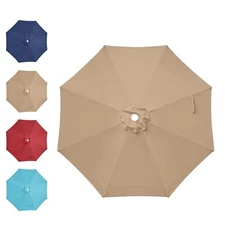 Tan/Dark Blue/Red/Turquoise 9FT Umbrella Replacement Canopy Only Top Canopy