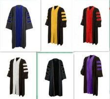 Deluxe Doctoral Graduation Gown Only PHD Velvet Gown with Gold Piping/