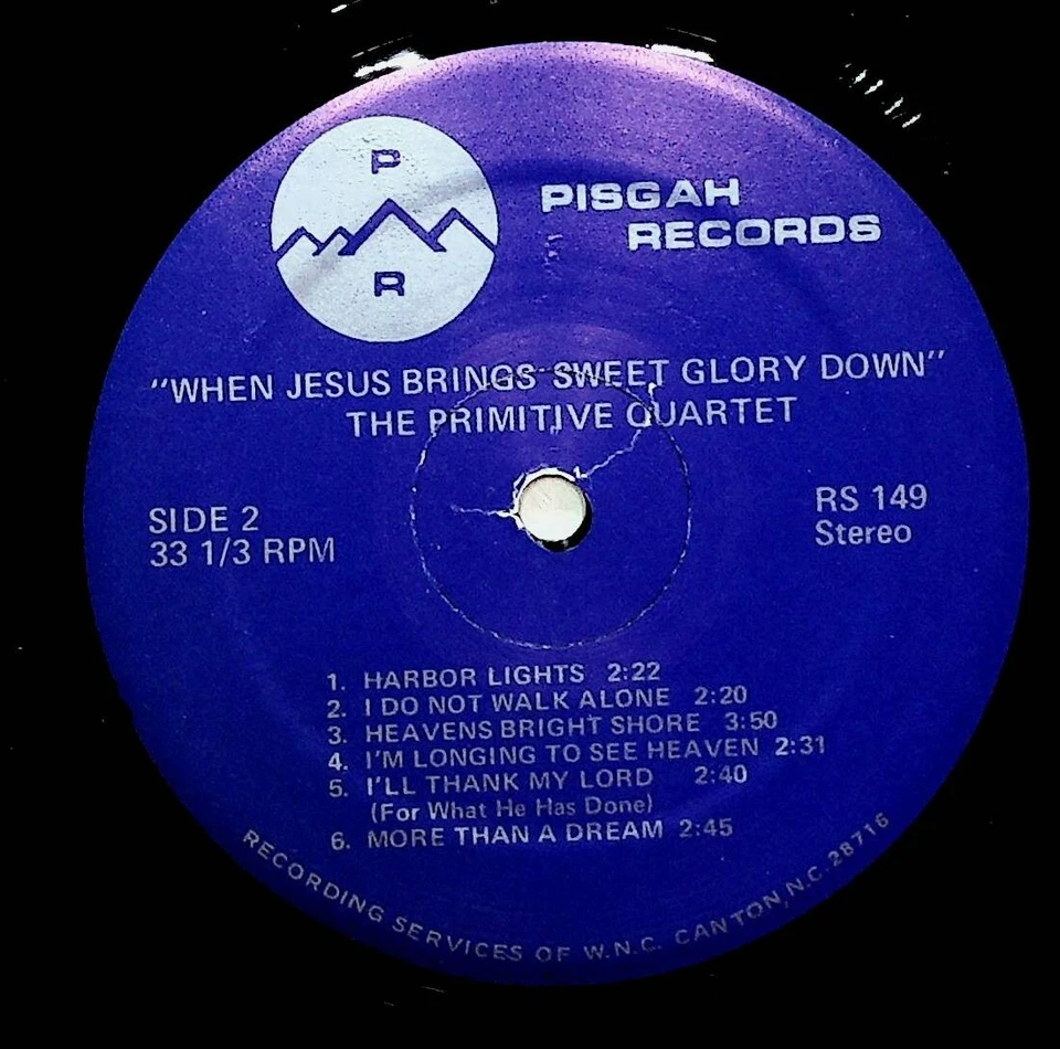 Primitive Quartet When Jesus Brings Sweet Glory Down Gospel Vinyl LP Record VG+ Foto 4 de 4