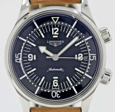 LONGINES Herren Uhr Legend Diver Schwarz  Ref. L3.764.4.50.0    NEU FULL SET