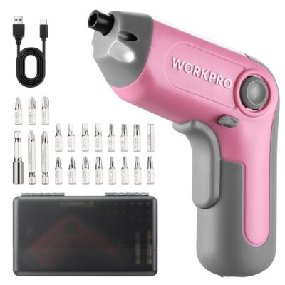 WORKPRO Electric Cordless Screwdriver Automatic Screw Gun w/Offset Driving Shaft