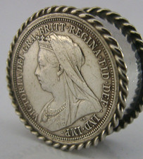 ENGLISH STERLING SILVER QUEEN VICTORIA JUBILEE COIN BOX c1897 ANTIQUE