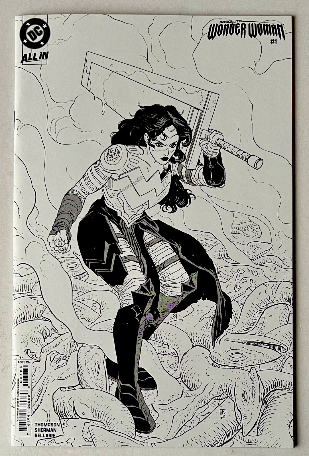 ABSOLUTE WONDER WOMAN #1 • HAYDEN SHERMAN • 1:25 B & W VARIANT • 2nd PRINT • NM+