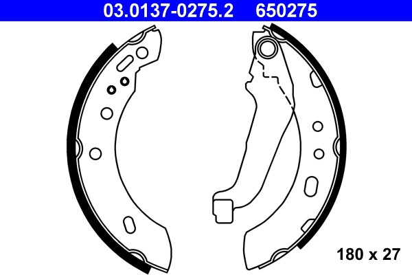 Mâchoires de frein ATE 03.0137-0275.2 pour freinage arrière tambour OE 44060-99B26