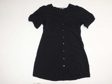 Gap Women's Puff Sleeve Button Front Mini Dress Size XL Black Above Knee X-Large