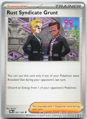 RUST SYNDICATE GRUNT 081/084 UNCOMMON PITCH BLACK POKEMON NEAR MINT
