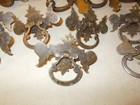LOT OF Vintage MCM Brass ring pull hardware handle Furniture WITH BACKPLATES — photo 5