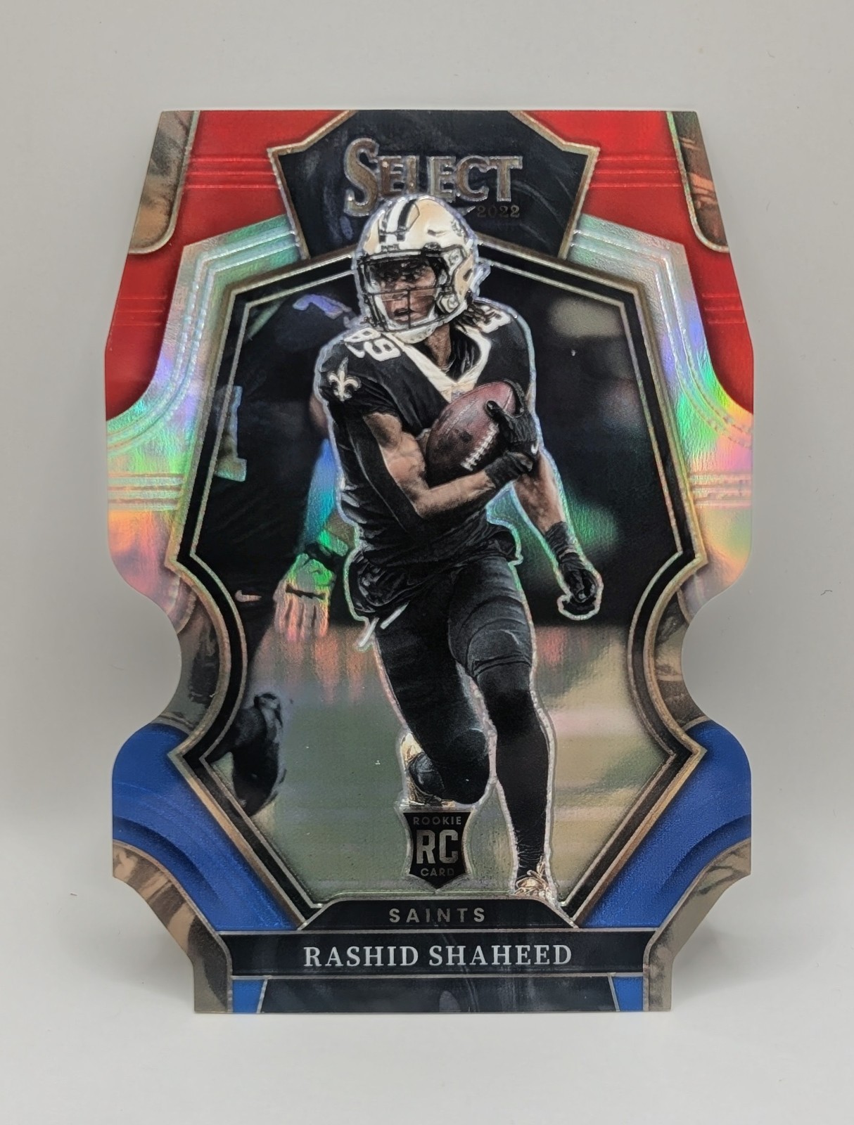 Rashid Shaheed 2022 Panini Select Premier Level Rookie  Red & Blue Prizm Die-Cut