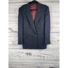 Scabal Blazer Uomo 40R Antracite Doppiopetto Picco Bavero Giacca Bottoni Oro