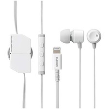 ELECOM Stereo Earphones In-Ear Lightning with Microphone Fast Music White
