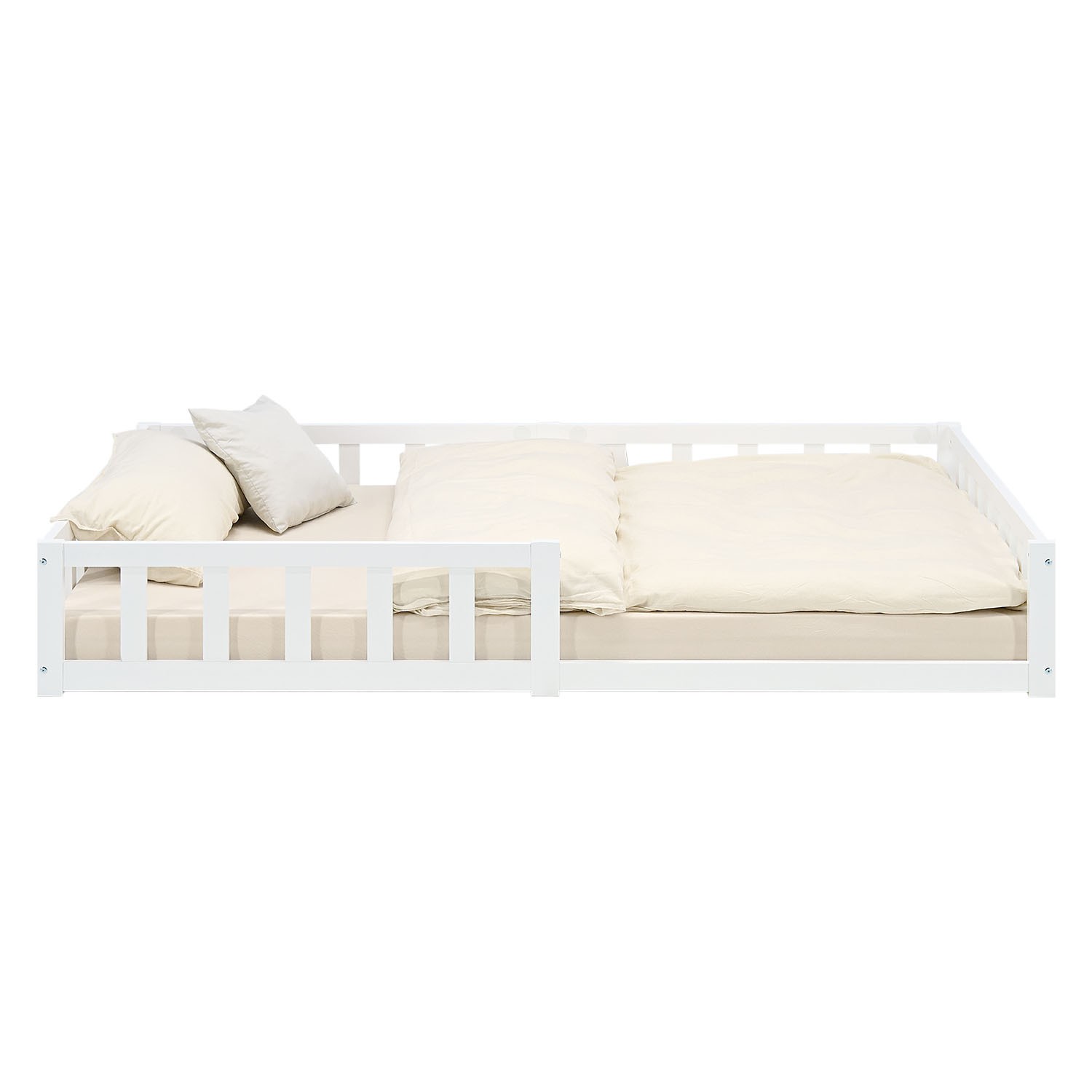 Lettino 120x200 bambina ragazzo anticaduta pavimento legno bianco homestyle4u foto 2