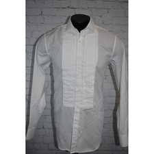 J.Crew Tuxedo Shirt Men Medium White Pleated Bib Button Up Long Sleeve Stretch