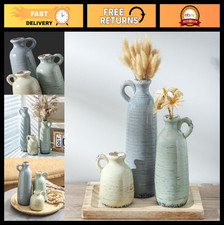 Set of 3 Ceramic Vases | Modern Farmhouse Decor | Neutral Pottery Vases for Pamp