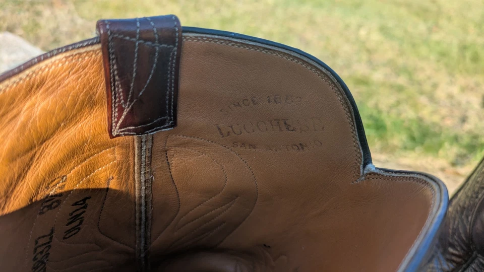 Vintage Lucchese San Antonio Cherry Western Cowboy Boots Men's 8.5D - Image 3 of 4