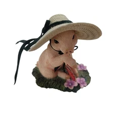 Hamilton Pig Figurine "Scarlet" Piglet Pigs on Parade Purple Flowers