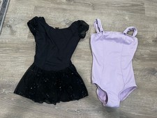 2 CAPEZIO girls leotard lavender Black Ballet dance Size Intermediate