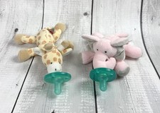 Wubbanub Baby Pacifier Plush Soother Giraffe Elephant Lot of 2 0138