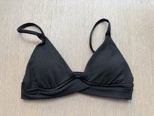 Aerie Crinkle Triangle Bikini Top S Black  Padded Adjustable Swimwear Preppy