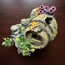 Fish Tank Aquarium Decoration Barrel Coral EUC