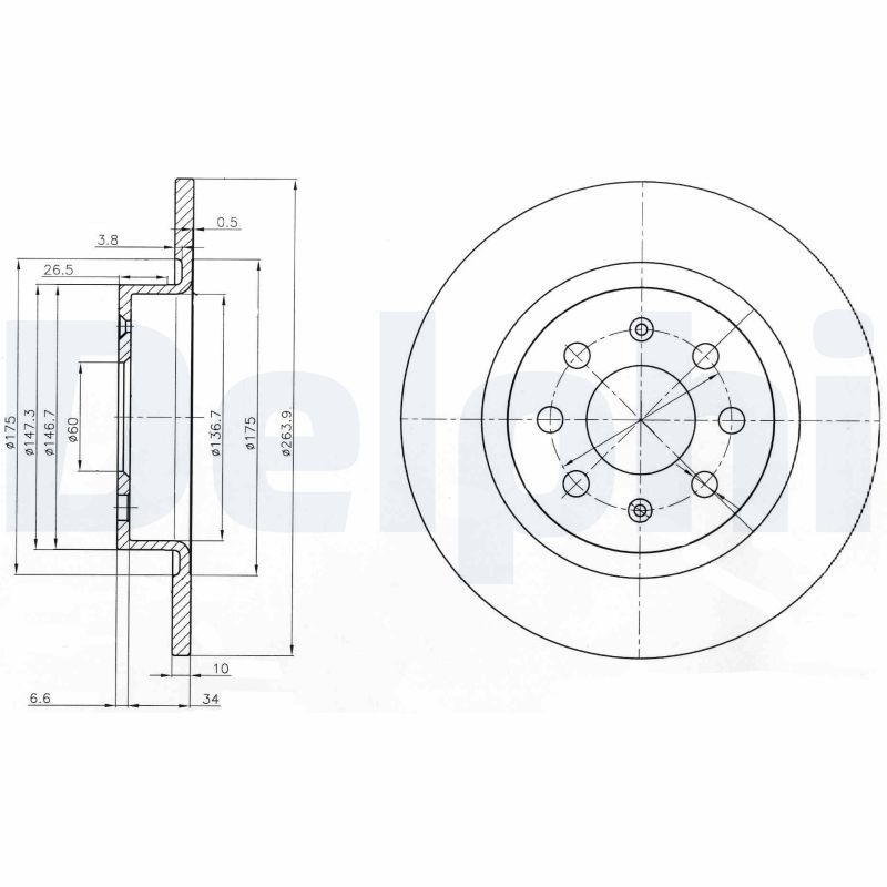 x2 Brake Disc Delphi BG3945 Fits Fiat Opel Vauxhall Grande Punto Punto Evo Punto